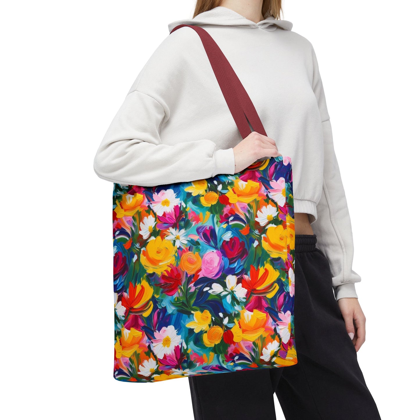 Colorful Floral Tote Bag — Vibrant All-Over Print Shopper