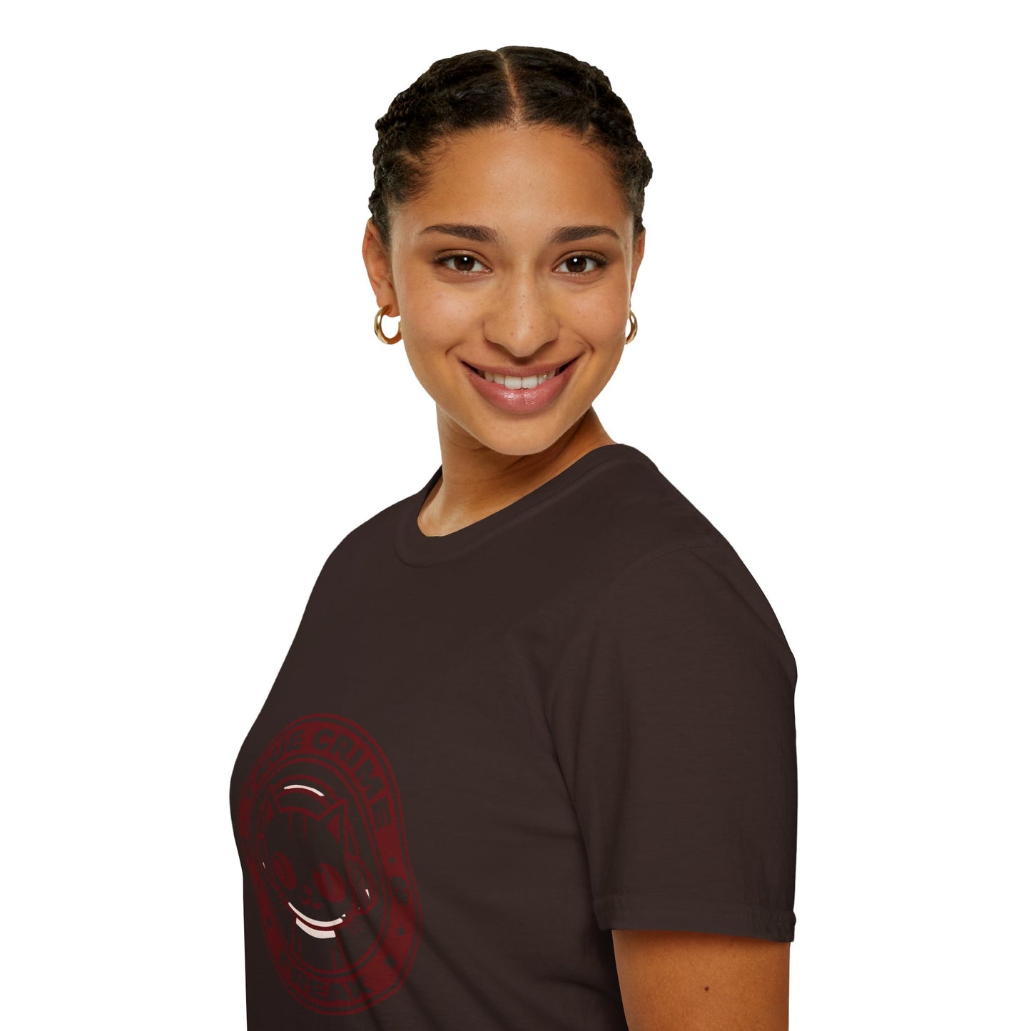 True Crime Freak Cat T-Shirt – Cute Kitty Badge Tee for True Crime Fans