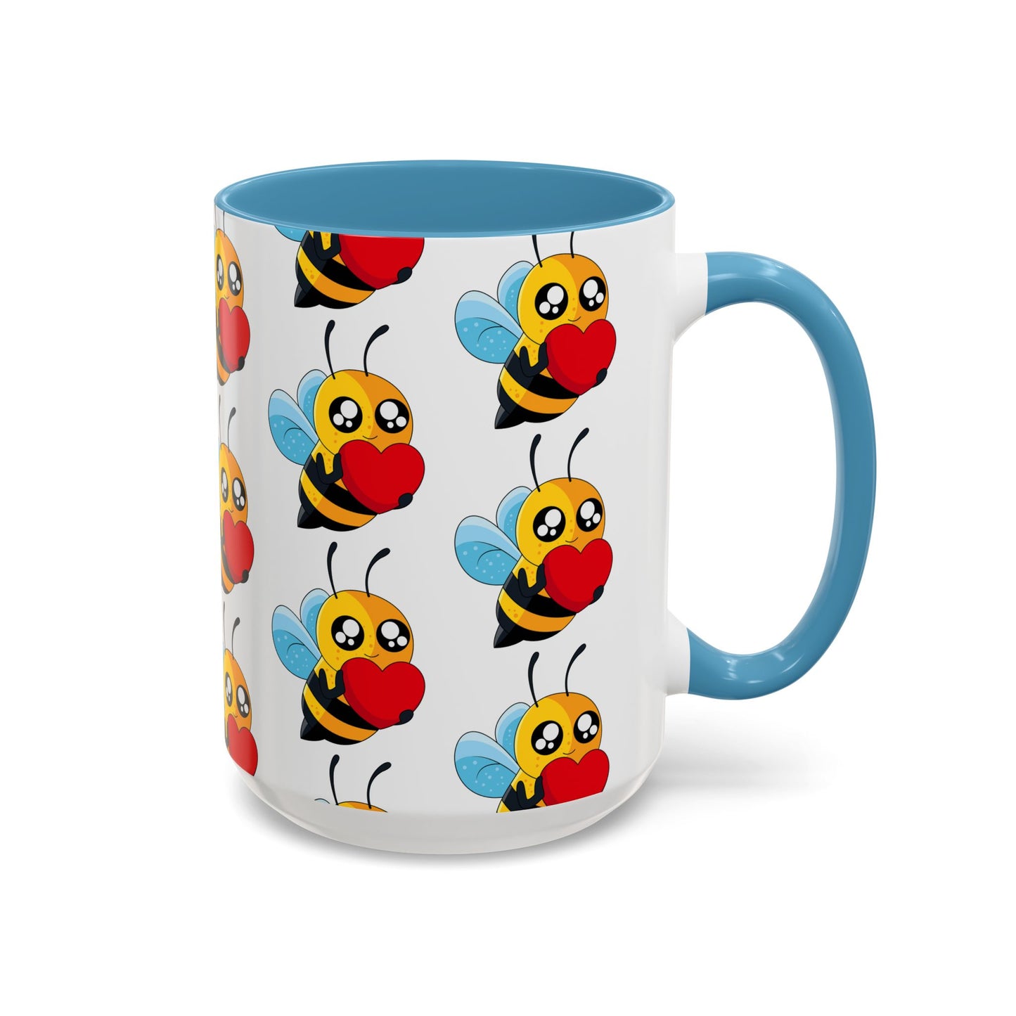 Cute Bee Love Accent Coffee Mug,  Cute Floral Mug, Cheerful Bee Design