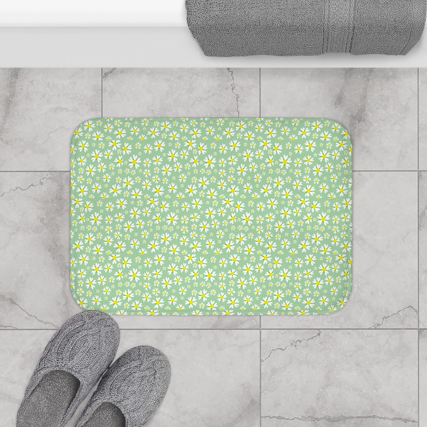Floral Green Bath Mat - Bathroom Decor, Spring Vibes, Home Comfort, Gift Idea, Housewarming Essentials