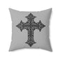 Elegant Cross Design Decorative Pillow, Christian Home Decor, Gift for Religious Celebrations, Bedroom Accent Cushion, Spiritual Decor