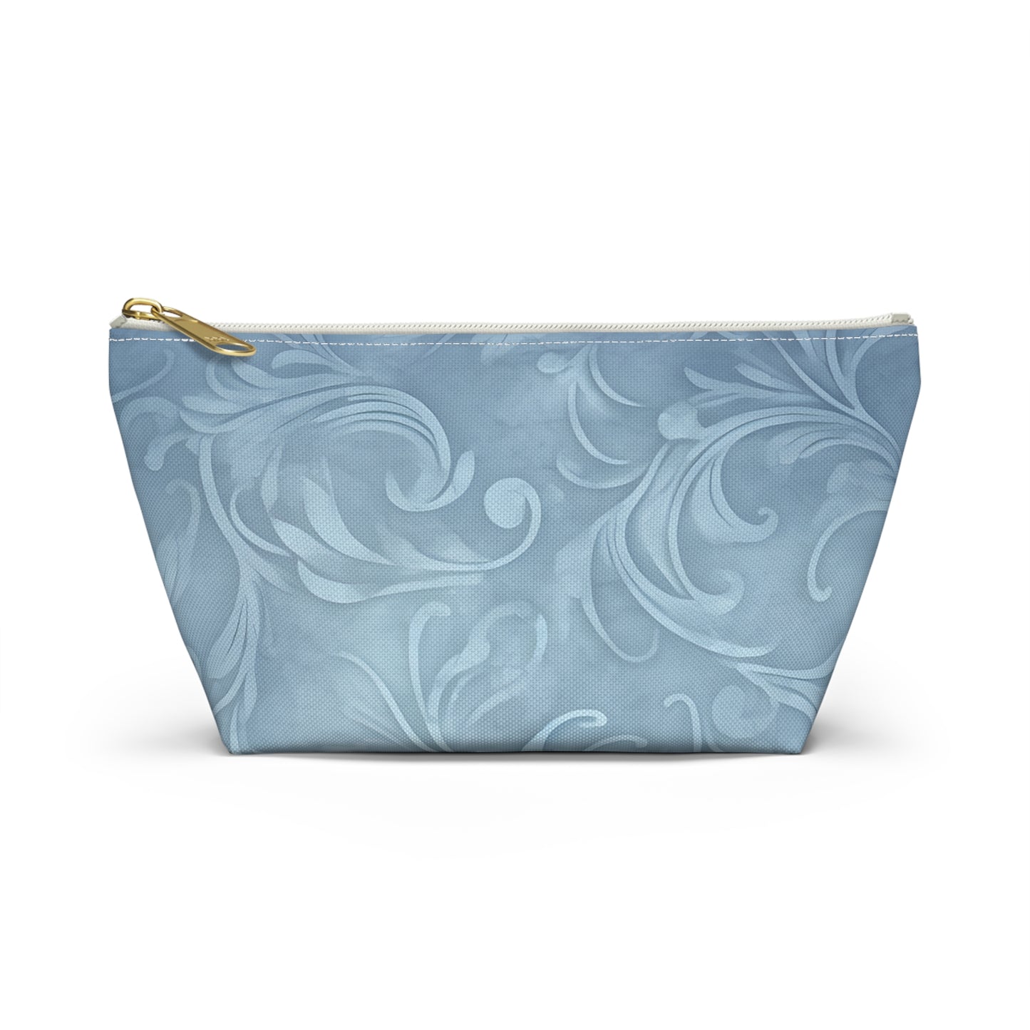 Blue Floral Swirl Accessory Pouch — T-Bottom Makeup & Travel Zip Bag