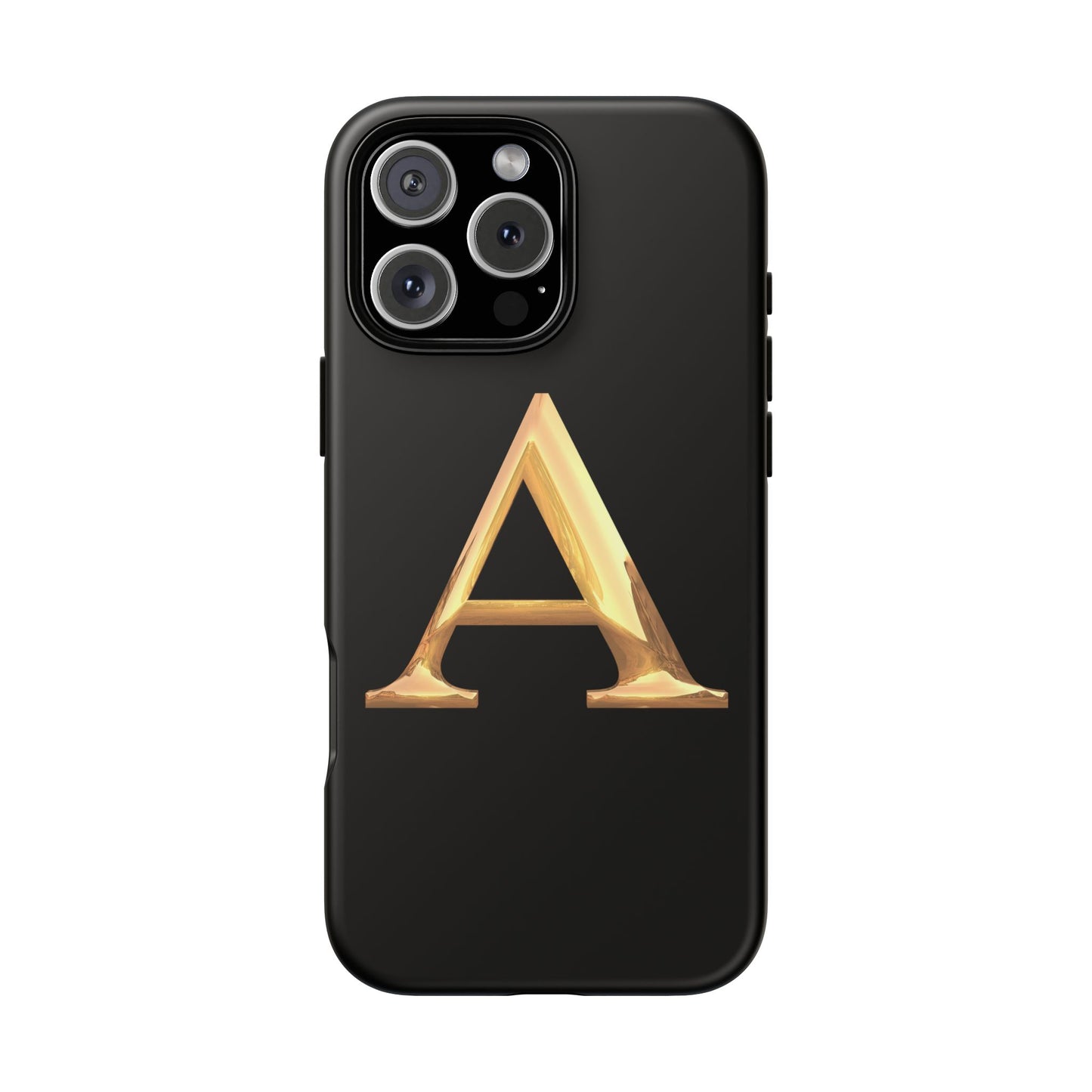 Custom Phone Case with Gold Letter A, Monogrammed Gift, Tough Protective Case, Personalized Phone Accessory, Unique Phone Cover