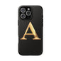 Custom Phone Case with Gold Letter A, Monogrammed Gift, Tough Protective Case, Personalized Phone Accessory, Unique Phone Cover