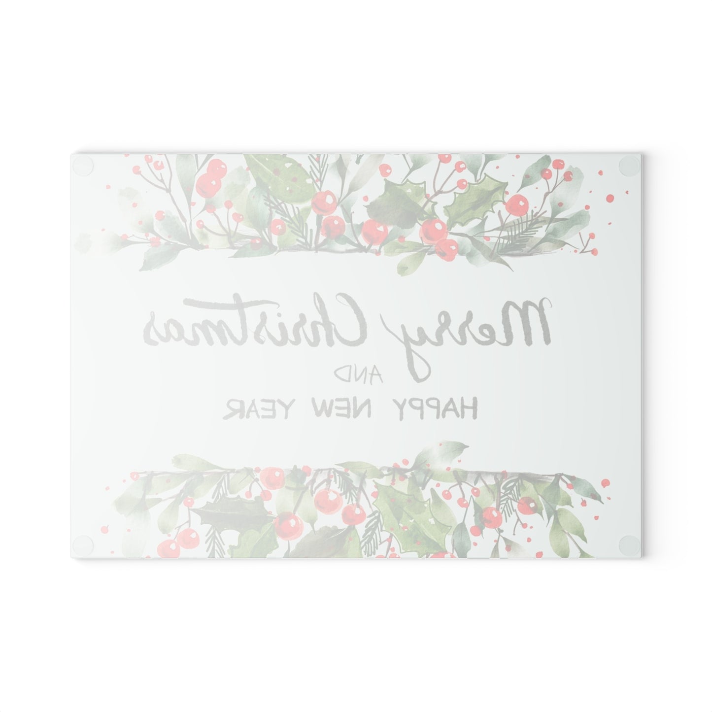 Merry Christmas Glass Cutting Board, Festive Kitchen Decor, Holiday Gift, Home Cook's Essentials, New Year Celebration