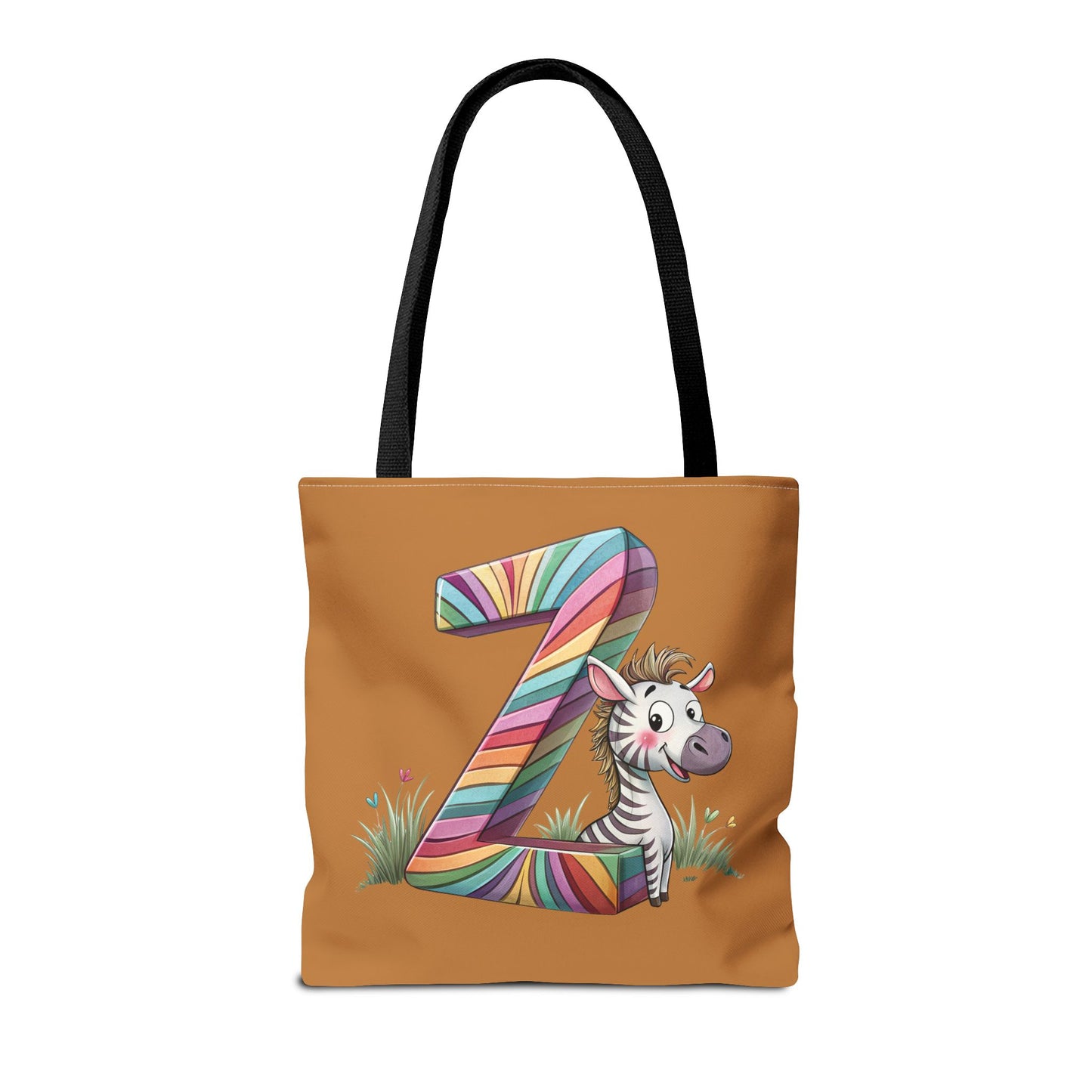 Colorful Zebra Initial Tote Bag, Kids' Backpack, Fun Reusable Shopping Bag, Cute Gift for Animal Lovers, Eco-Friendly, Alphabet Design