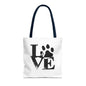 Love Paw Print Tote Bag, Pet Lover's Gift, Eco-Friendly Shopping Bag, Animal Rescue Fundraiser, Personalized Pet Tote
