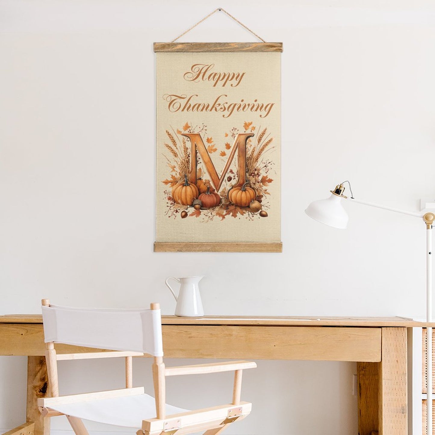 Framed Flax Painting Wall Decor - Letter M