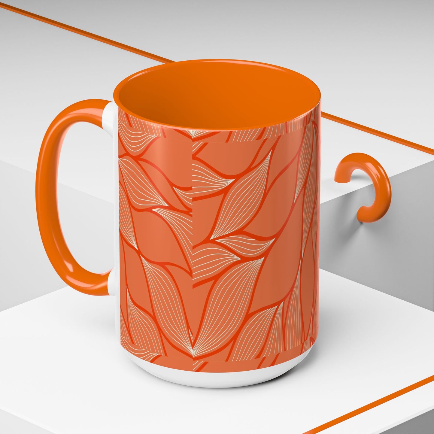 Stylish Accent Coffee Mug, Floral Pattern Drinkware, Unique Gift for Coffee Lovers, Home Decor, Kitchenware, Vibrant Design