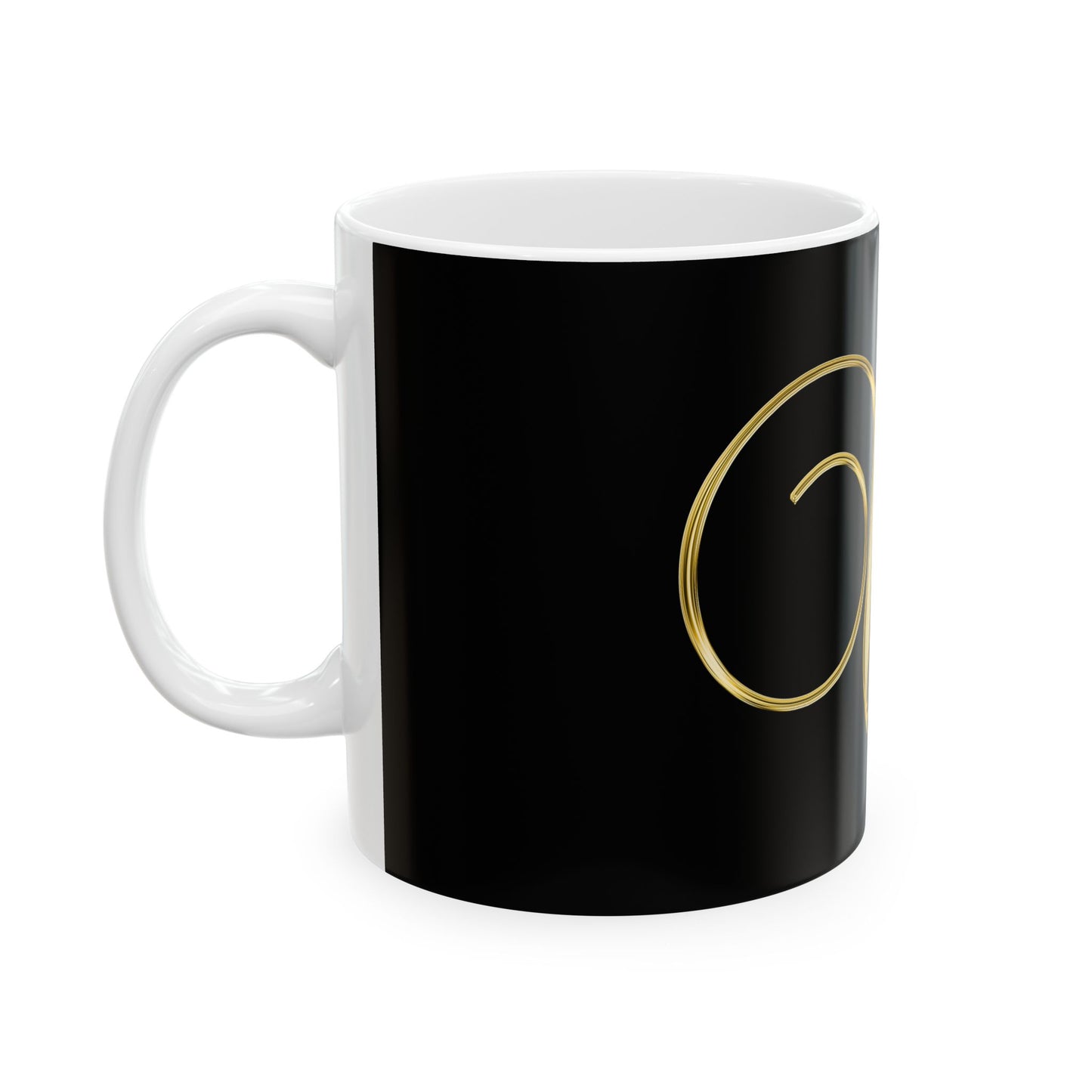 Gold Script 'W' Ceramic Mug – Elegant Monogram Coffee Cup (11oz/15oz)