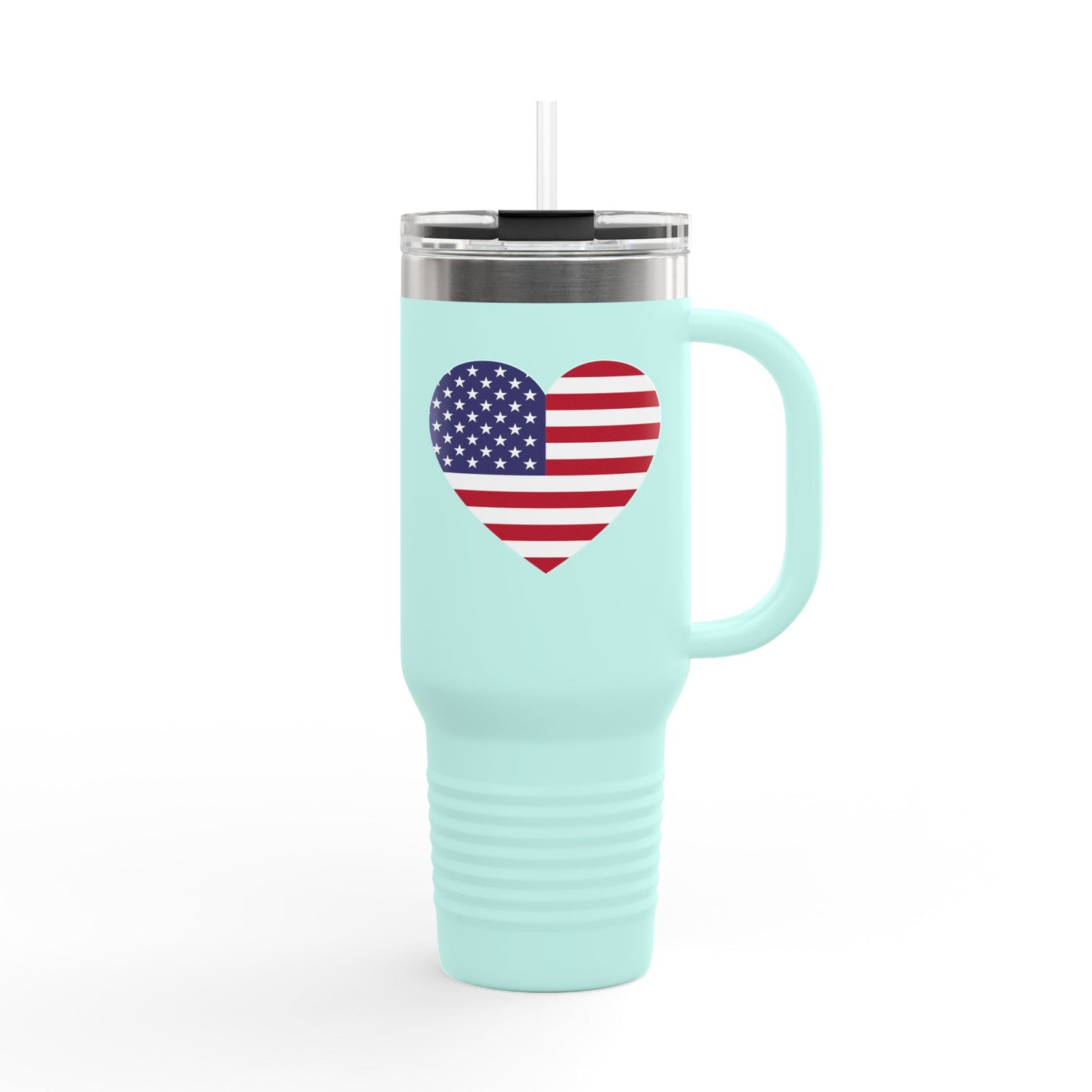 Insulated Travel Mug, 40oz - Heart American Flag