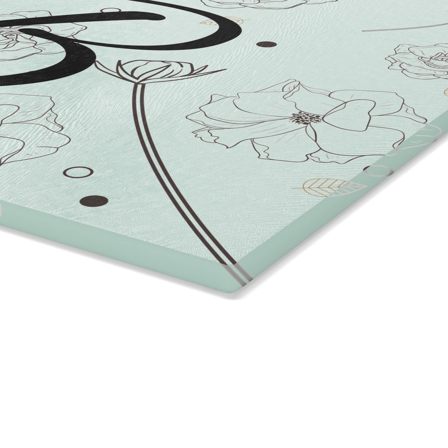Floral Monogram Glass Cutting Board - Personalized Kitchen Decor, Wedding Gift, Housewarming Present, Farmhouse Style, Custom Cooking