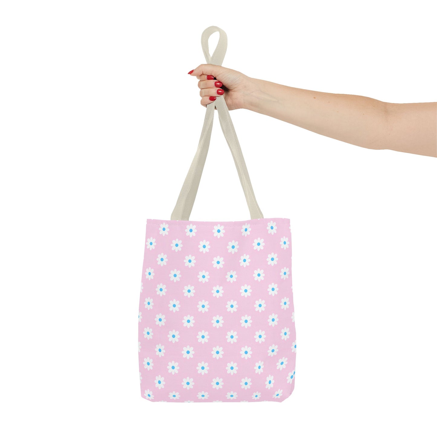 Pink Daisy Pattern Tote Bag — Floral Everyday Canvas Shopper