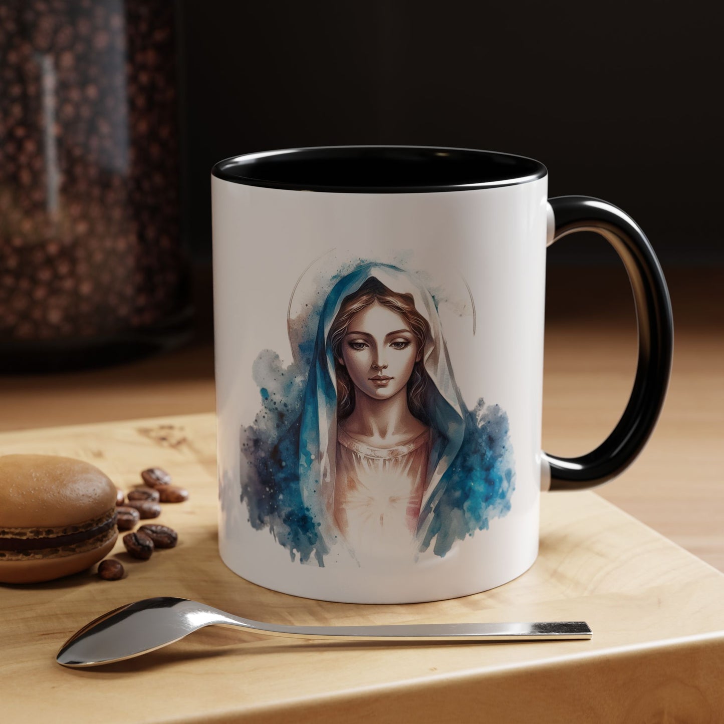 Serene Virgin Mary Coffee Mug - Spiritual Inspiration, Gift for Faith Lovers, Home Decor, Mother's Day, Religious Art