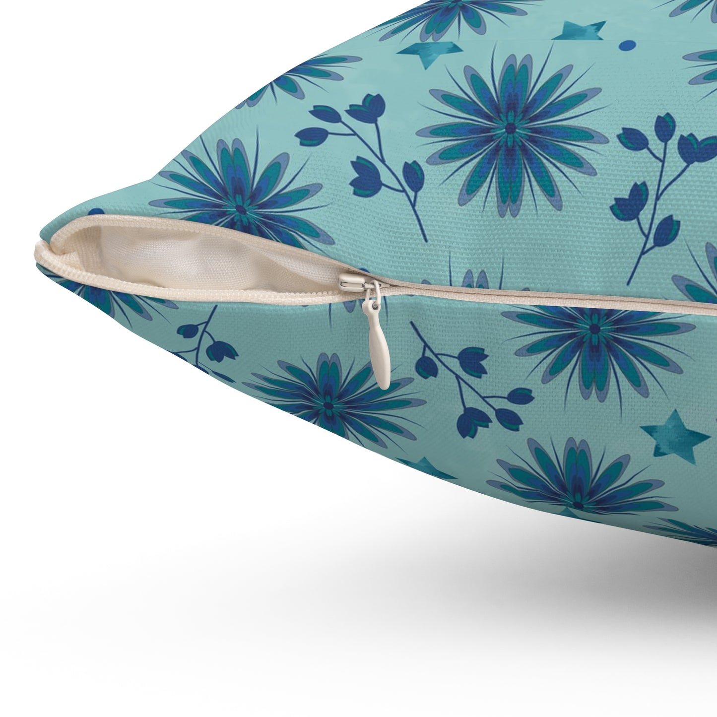 Blue Floral Decorative Pillow, Cozy Couch Accent, Home Decor, Gift for Her, Boho Throw Pillow