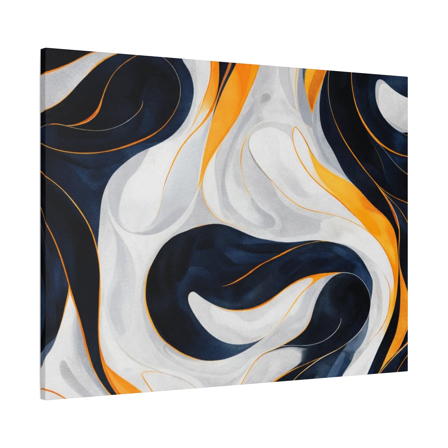 Abstract Navy & Gold Swirl Matte Canvas Wall Art