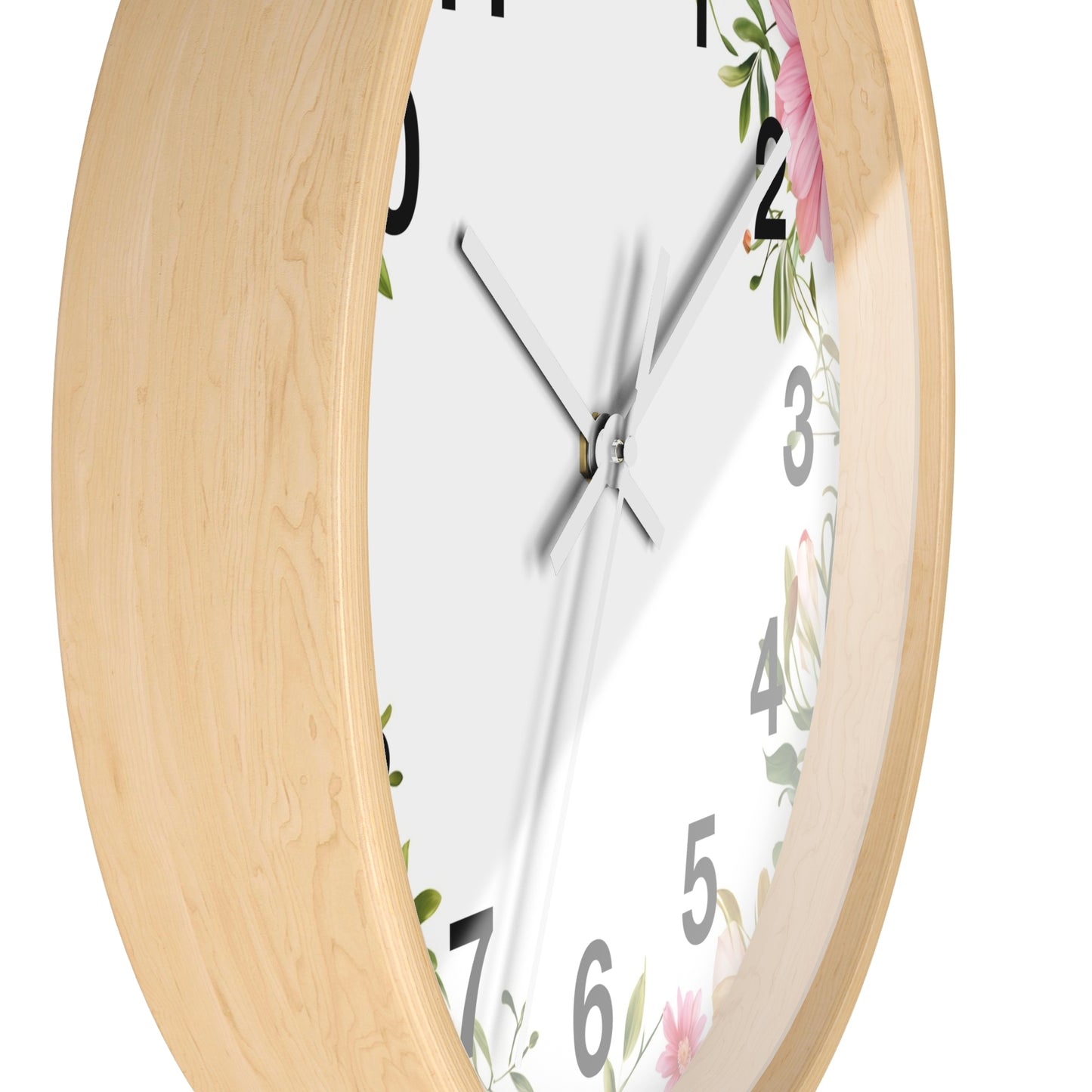 Floral Wreath Wall Clock — Pink Garden Decorative Timepiece