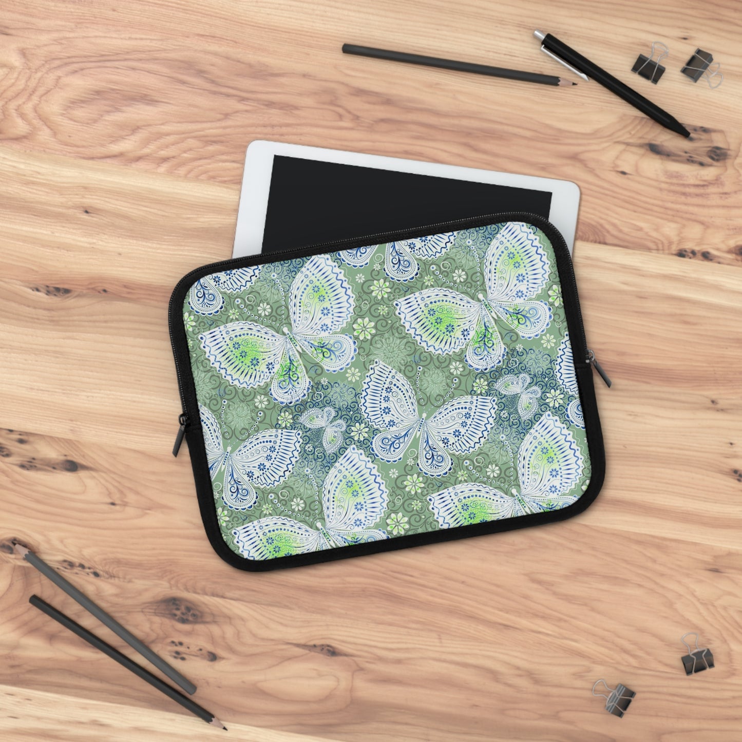 Butterfly Pattern Laptop Sleeve, Eco-Friendly Laptop Case, Computer Bag, Gift for Her, Personalized Tech Accessory