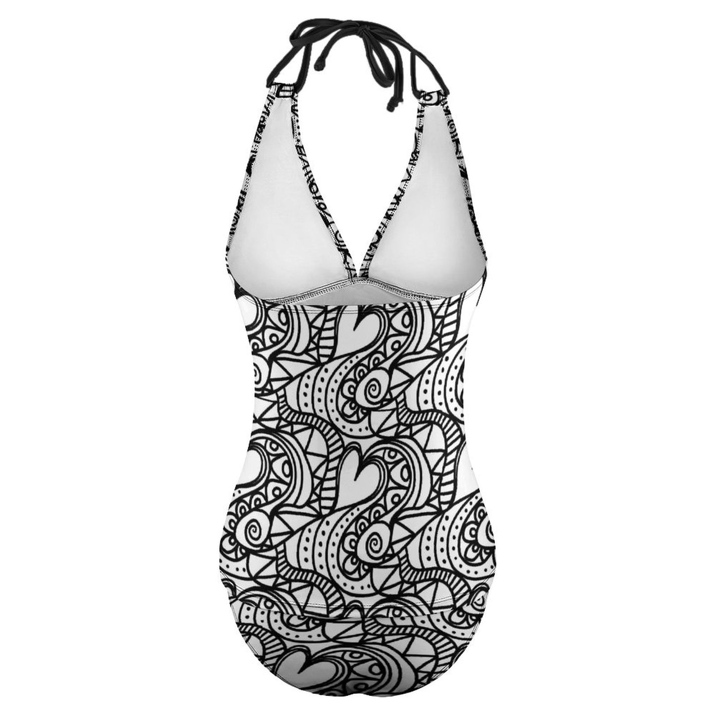 2-Piece Women's Halter Tankini Black and White