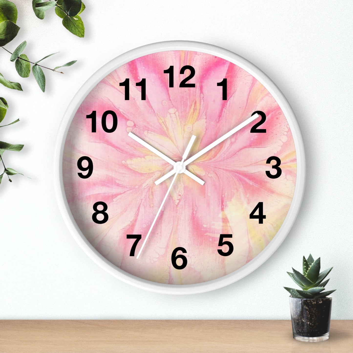 Floral Design Wall Clock - Pink Flower Home Decor, Elegant Timepiece, Gift for Her, Mother's Day, Relaxation Space, Unique Wall Art