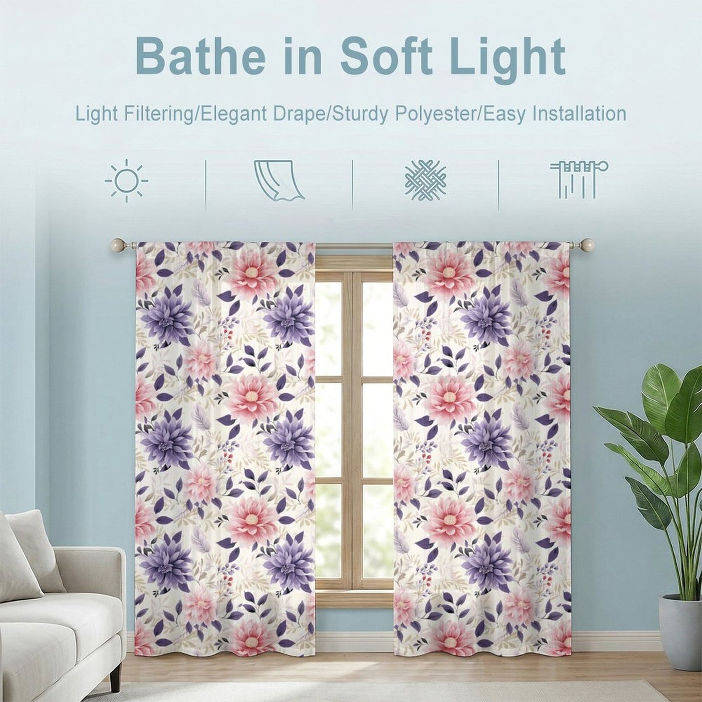 Sheer Curtain Flowers