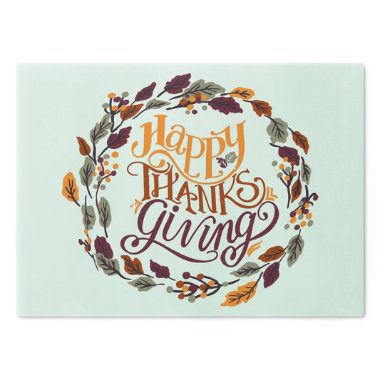 Thanksgiving Cutting Board — 'Happy Thanksgiving' Autumn Wreath Serving Board