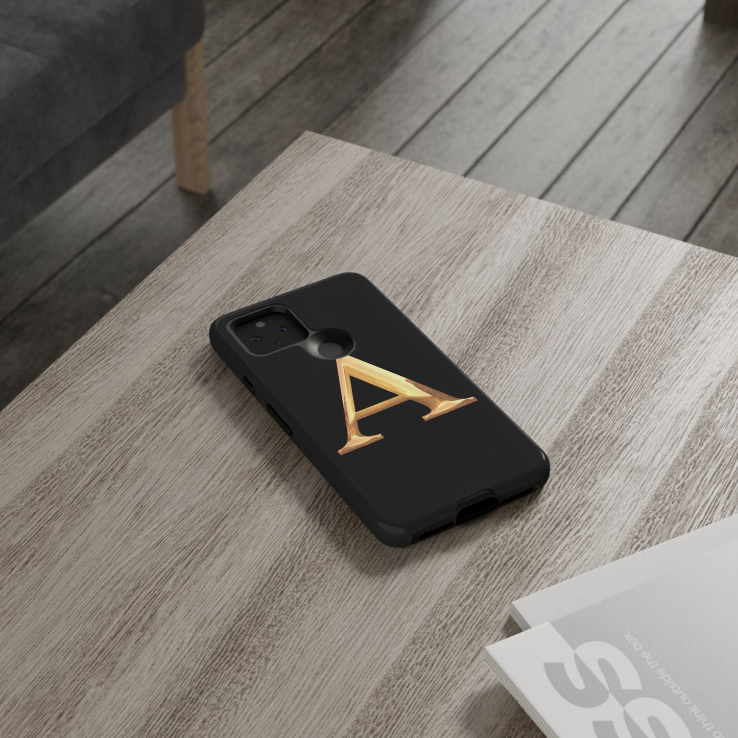 Custom Phone Case with Gold Letter A, Monogrammed Gift, Tough Protective Case, Personalized Phone Accessory, Unique Phone Cover