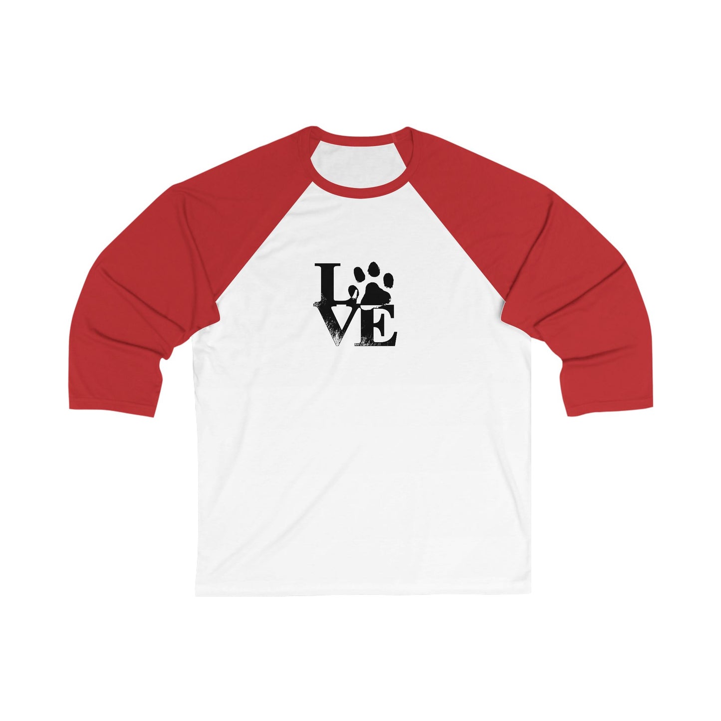 Unisex Baseball Tee with 'LOVE' Paw Print Design, Pet Lover Shirt, Gift for Animal Enthusiasts, Casual Top, Holiday Apparel