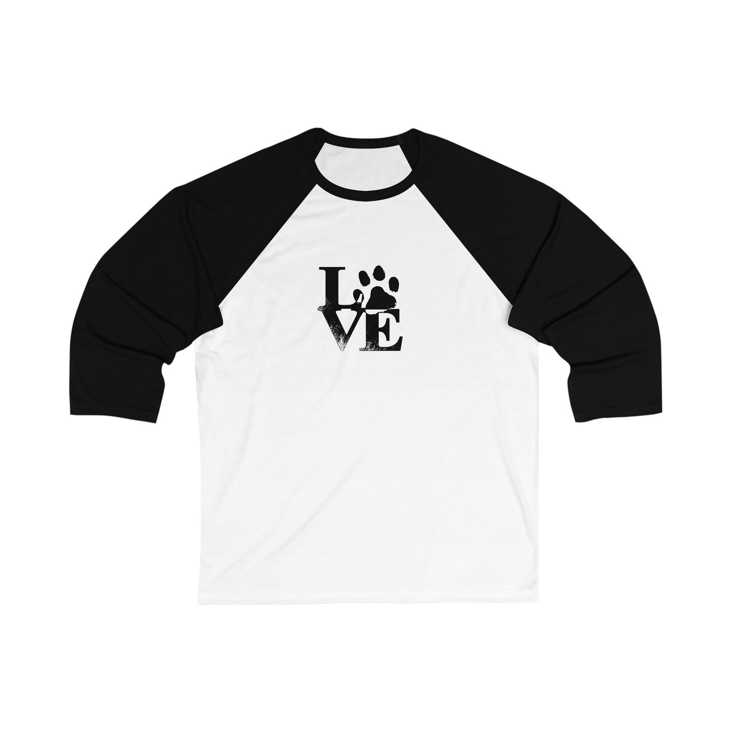 Unisex Baseball Tee with 'LOVE' Paw Print Design, Pet Lover Shirt, Gift for Animal Enthusiasts, Casual Top, Holiday Apparel
