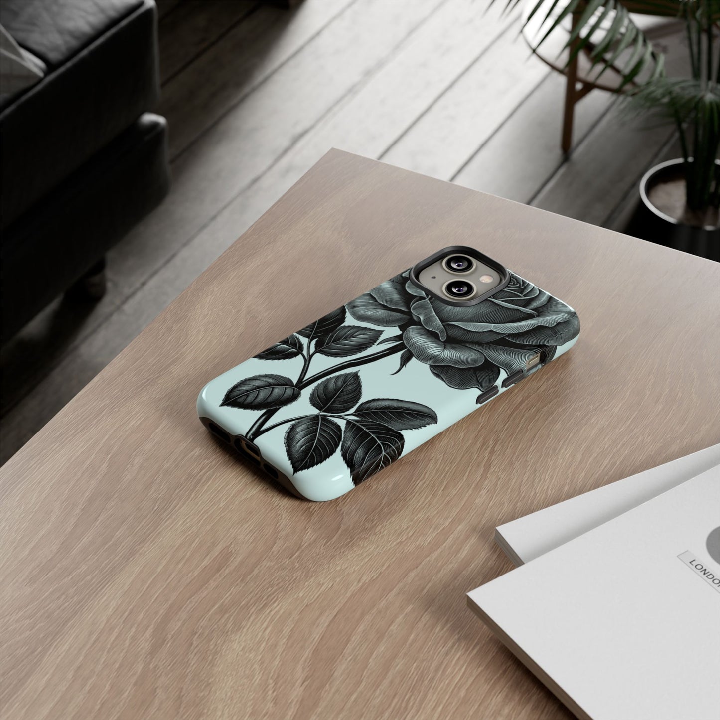 Elegant Floral Phone Case, Tough Cases for iPhones, Black Rose Design, Gift for Her, Stylish Phone Cover, Birthday Gifts