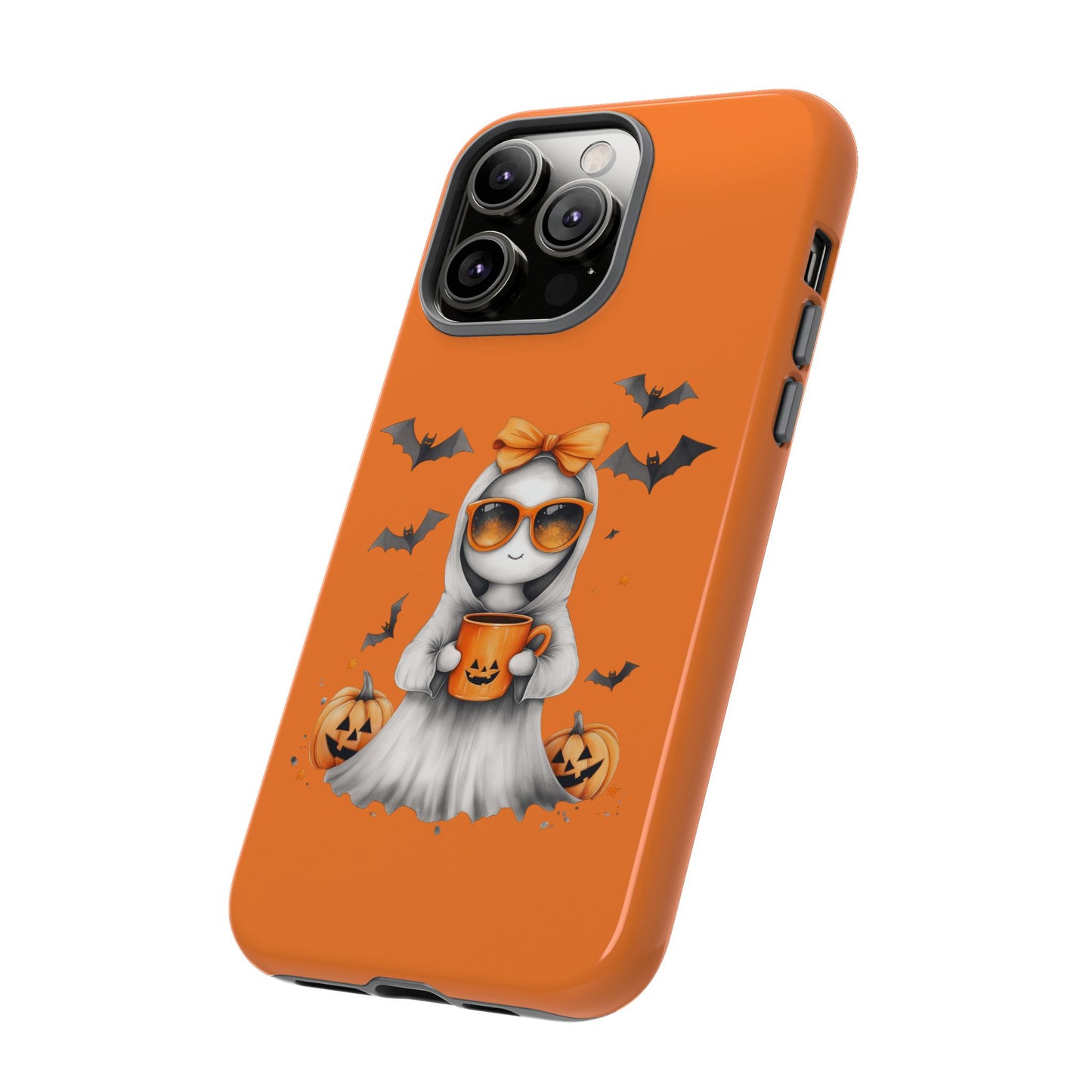 Halloween Ghost Phone Case, Cute Cat Ghost Case, Autumn Phone Cover, Spooky Season Gift, Trick or Treat Case