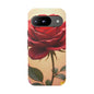Floral Phone Case with Red Rose Design, Tough Phone Cover, Flower Print, Gift for Her, Stylish Accessory, Floral Aesthetic