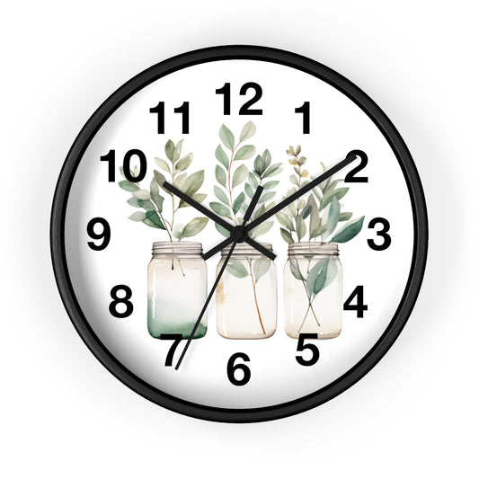 Botanical Wall Clock - Home Decor, Gift for Plant Lovers, Modern Art, Housewarming, Eco-Friendly Design