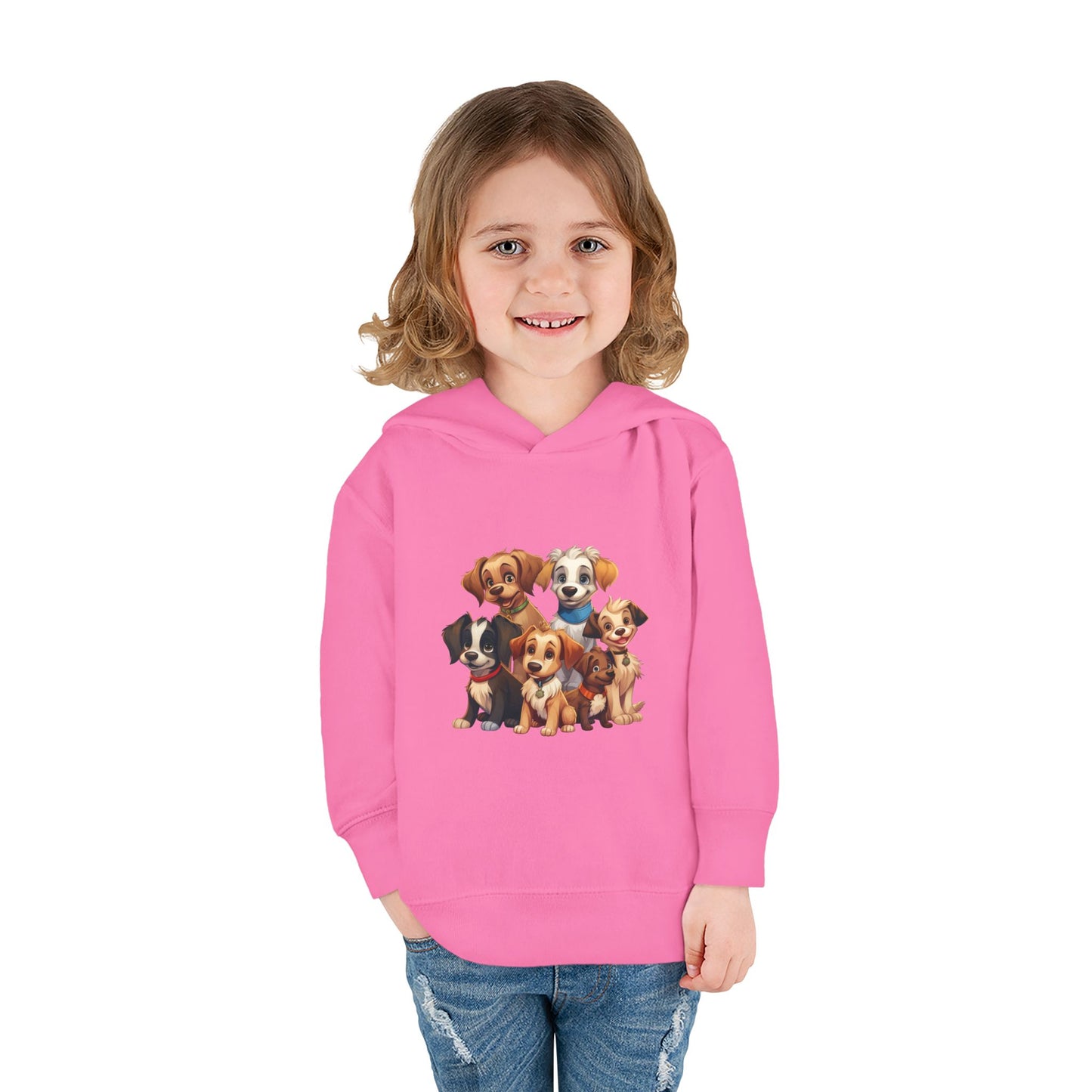 Adorable Puppy Print Toddler Hoodie, Cute Kids Fleece Pullover, Dog Lover Gift, Warm Hoodie for Boys & Girls, Pet Themed Clothes