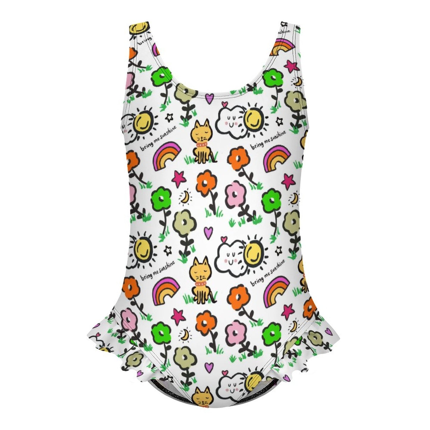 Girls Ruffle Trim One Piece Swimwear