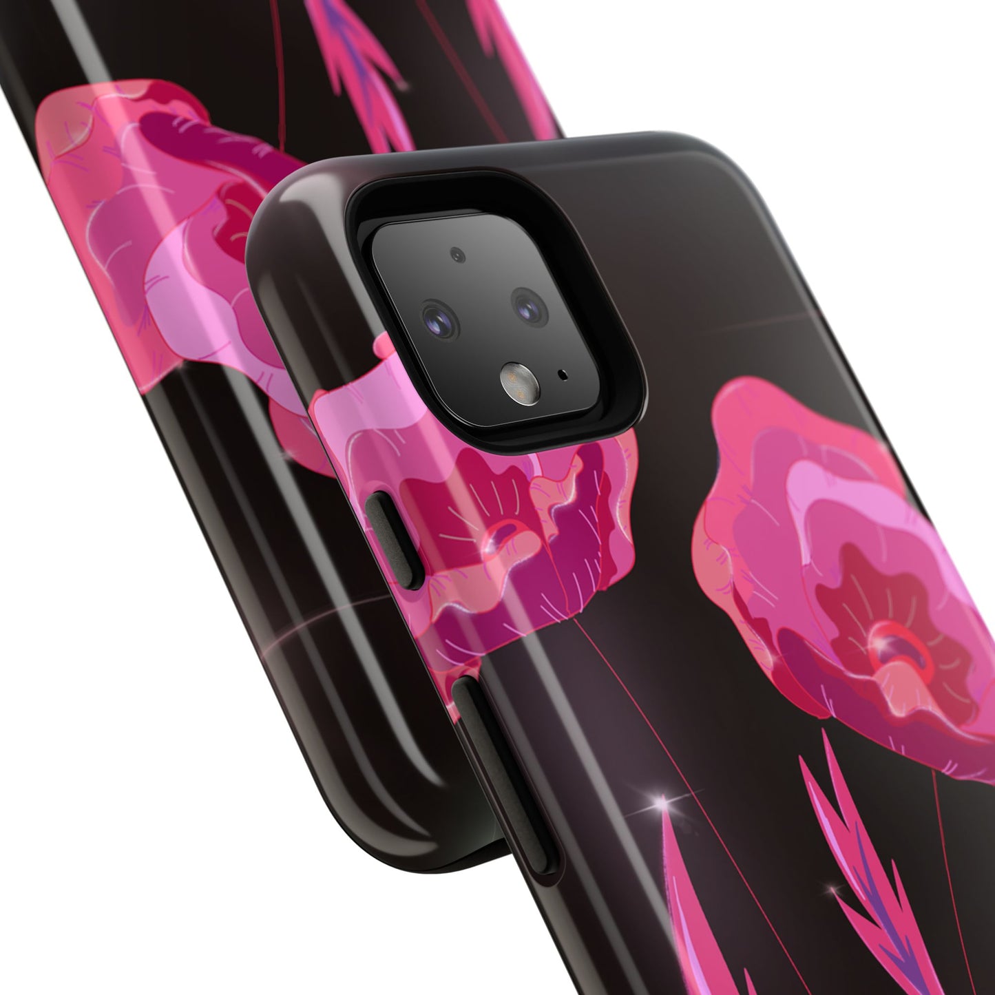 Floral iPhone Case | Tough Cases with Pink Poppy Design, Elegant Flower Phone Cover, Gift for Her, Spring Accessories, Chic Tech