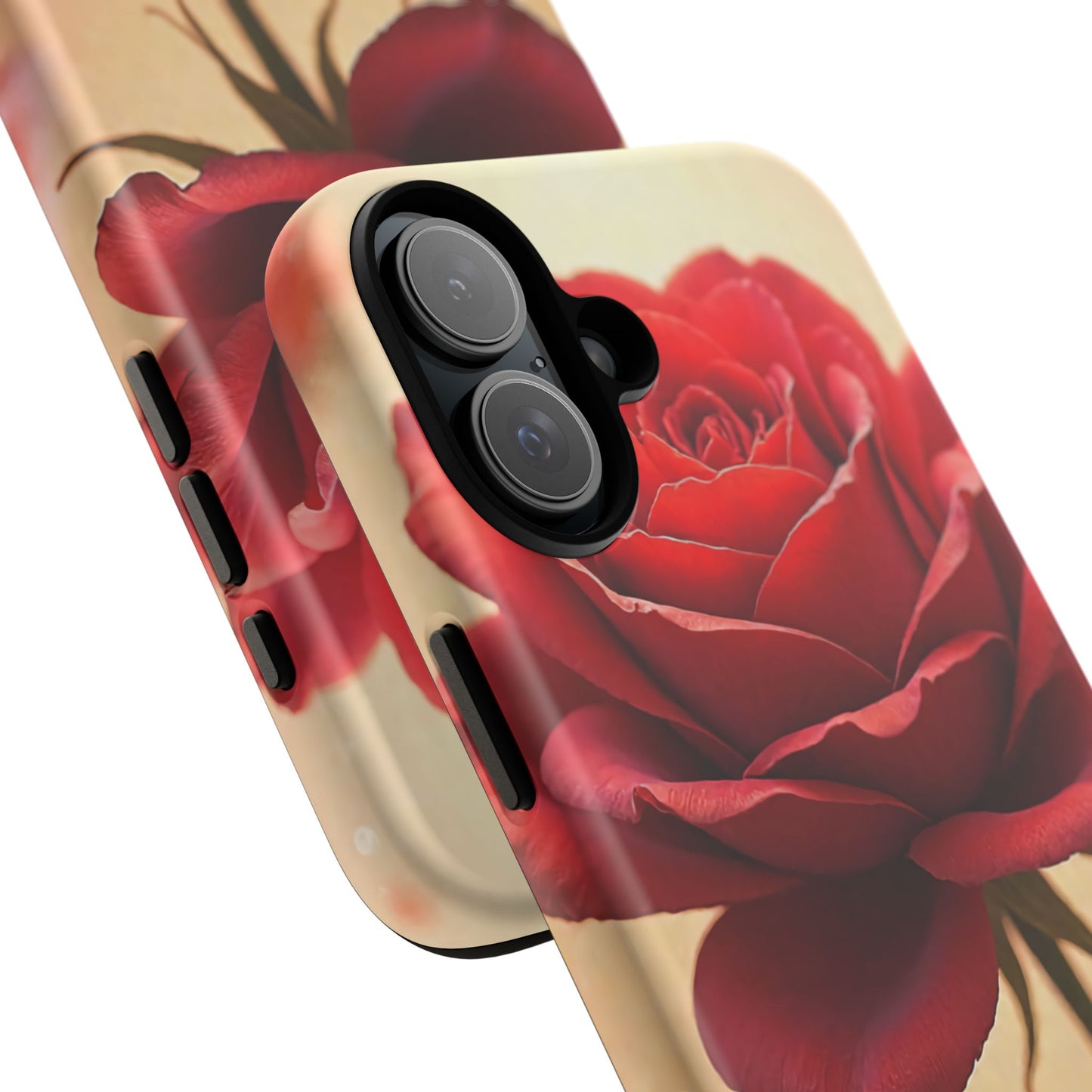 Floral Phone Case with Red Rose Design, Tough Phone Cover, Flower Print, Gift for Her, Stylish Accessory, Floral Aesthetic