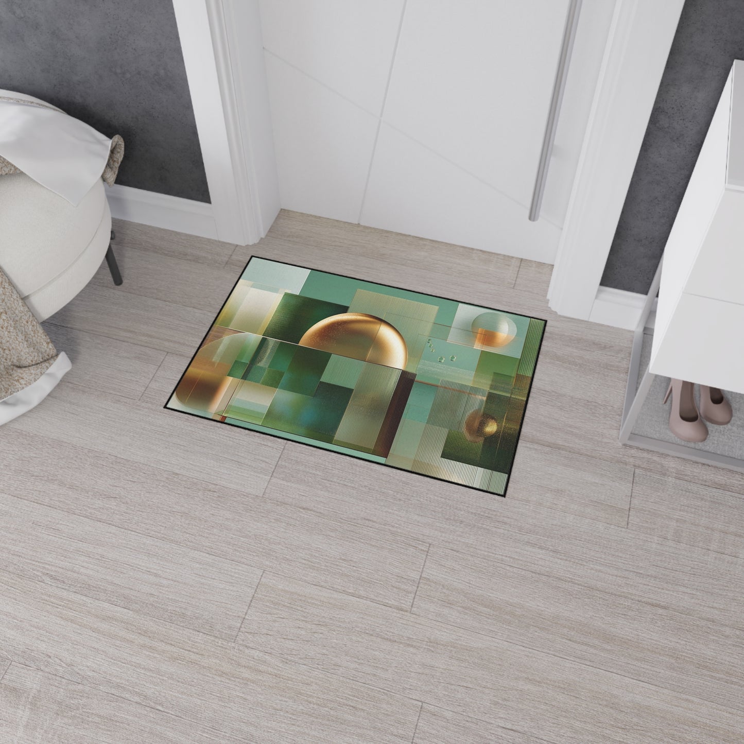 Geometric Gold Sphere Heavy-Duty Floor Mat
