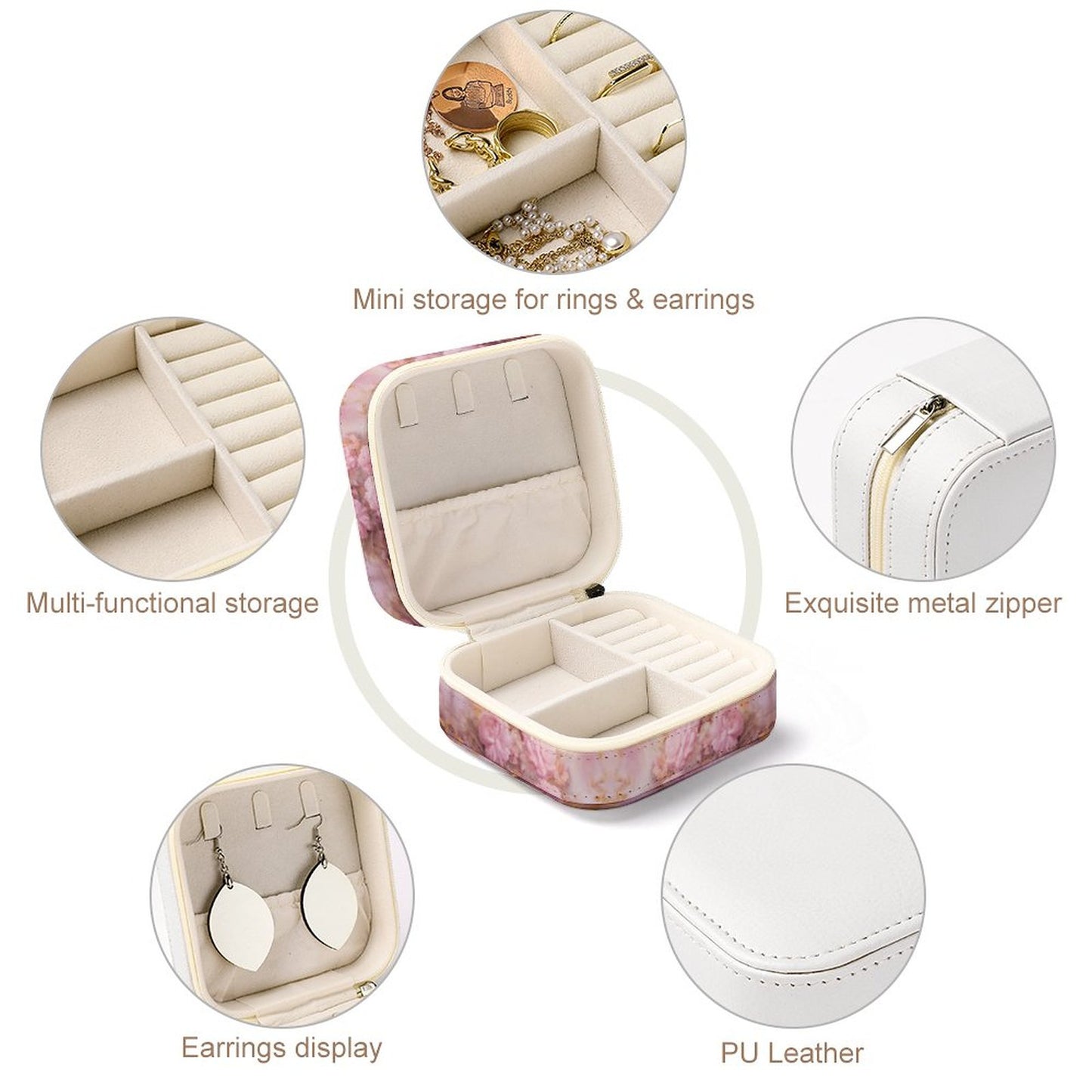 Box Organizer for Jewelry Pink flowers