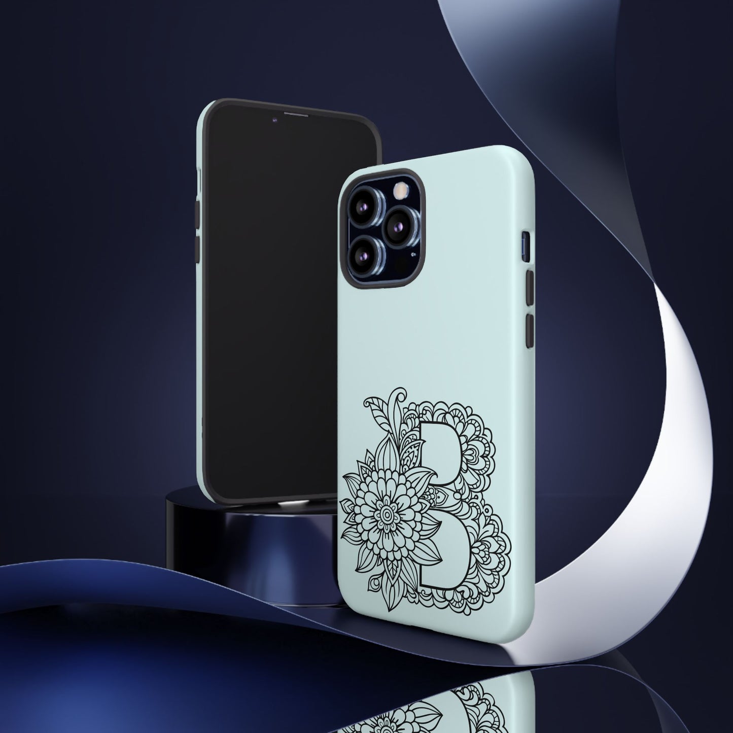 Personalized Tough Phone Case- Letter B, Floral Monogram Cell Phone Cover, Custom Protective Case, Unique Gift, Birthday, Graduation