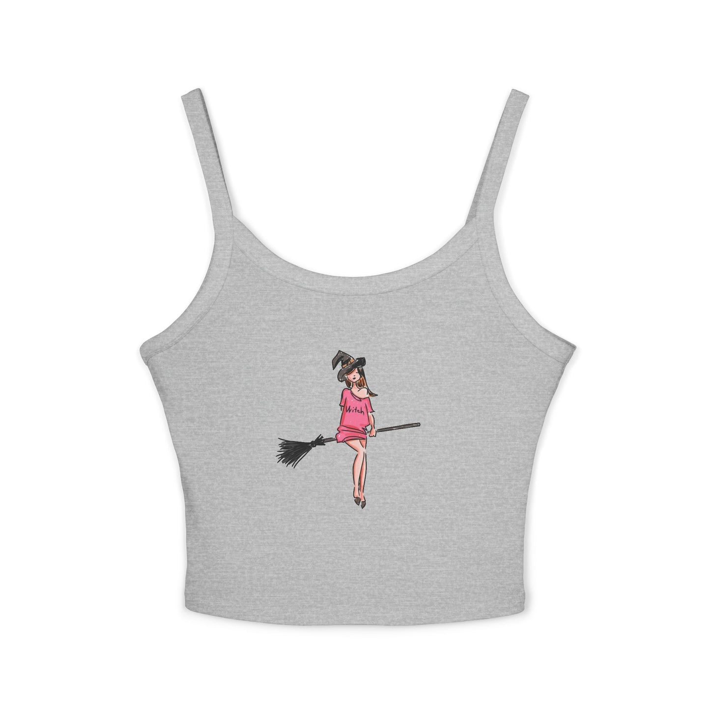 Witchy Spaghetti Strap Tank Top - Fun Summer Wear, Casual Party Top, Perfect for Halloween, Gifts for Friends, Everyday Fashion