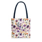 Floral Watercolor Tote Bag — Purple & Orange Botanical All-Over Print