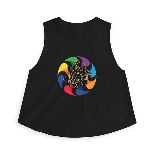 Music Note Mandala Crop Top – Colorful Boho Festival Tank