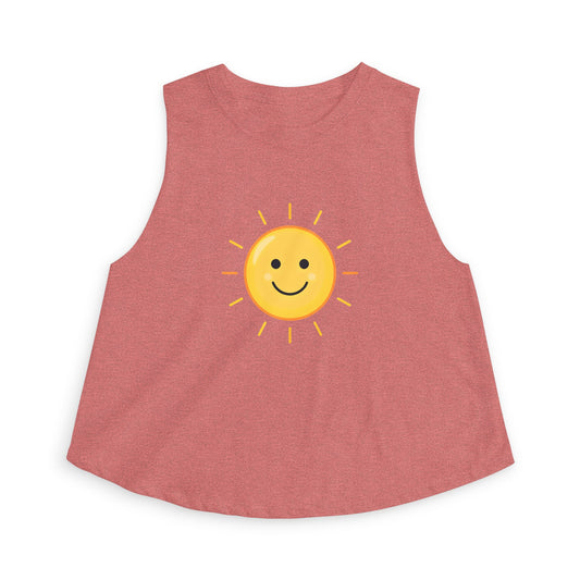 Smiley Sun Crop Top — Cute Sunny Face Women's Tank