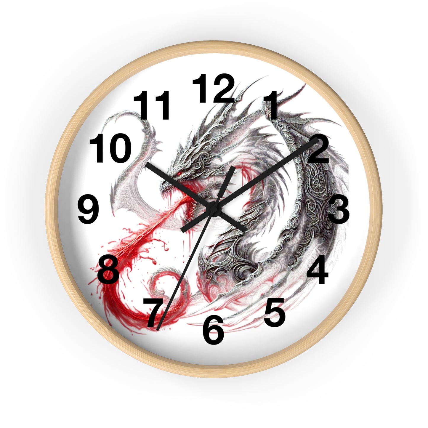 Dragon Wall Clock — Red Breath Mythical Timepiece for Fantasy Fans