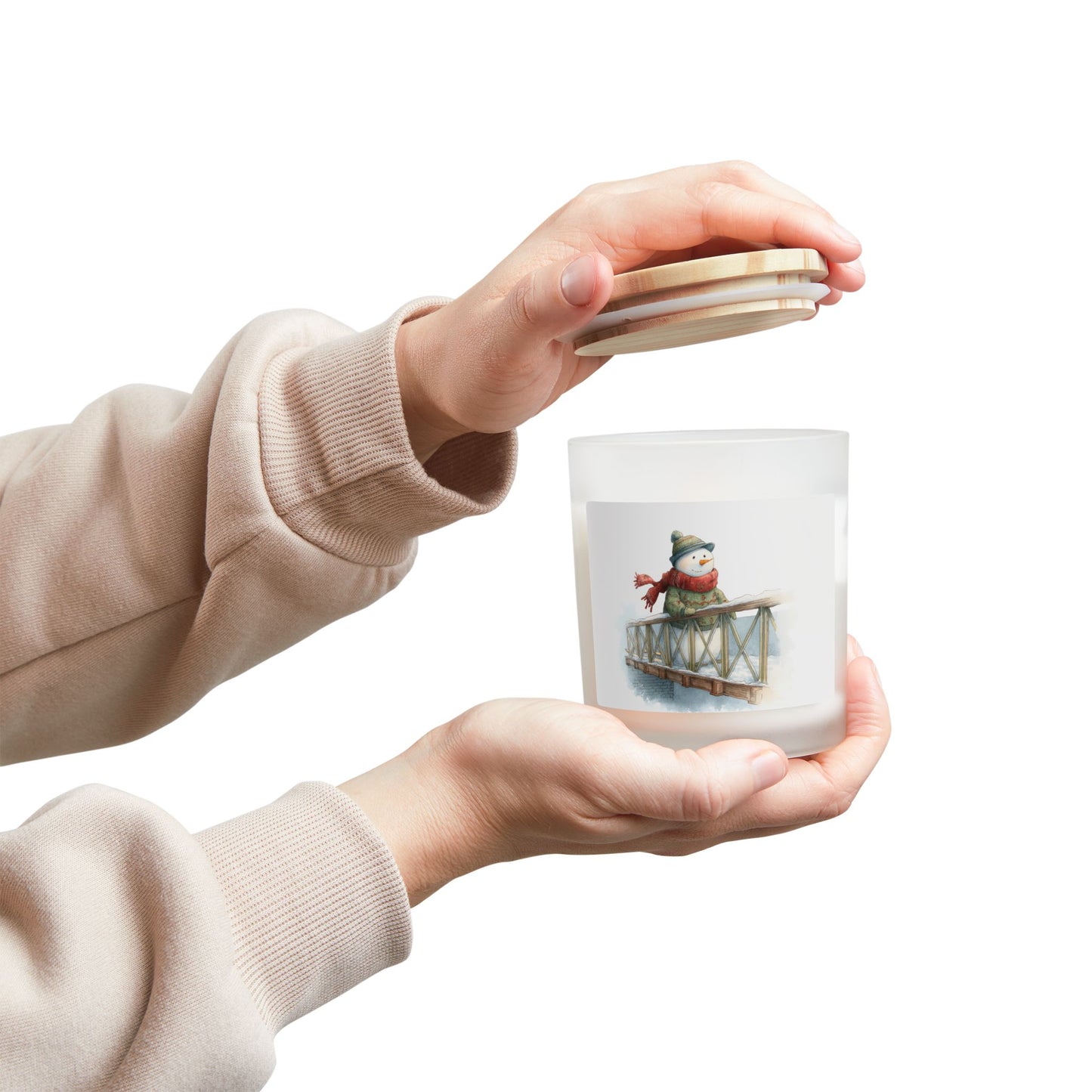 Frosted Glass Candle - Cozy Snowman Scented Candle for Winter Decor, Holiday Gift, Home Fragrance, Relaxation, Stocking Stuffer