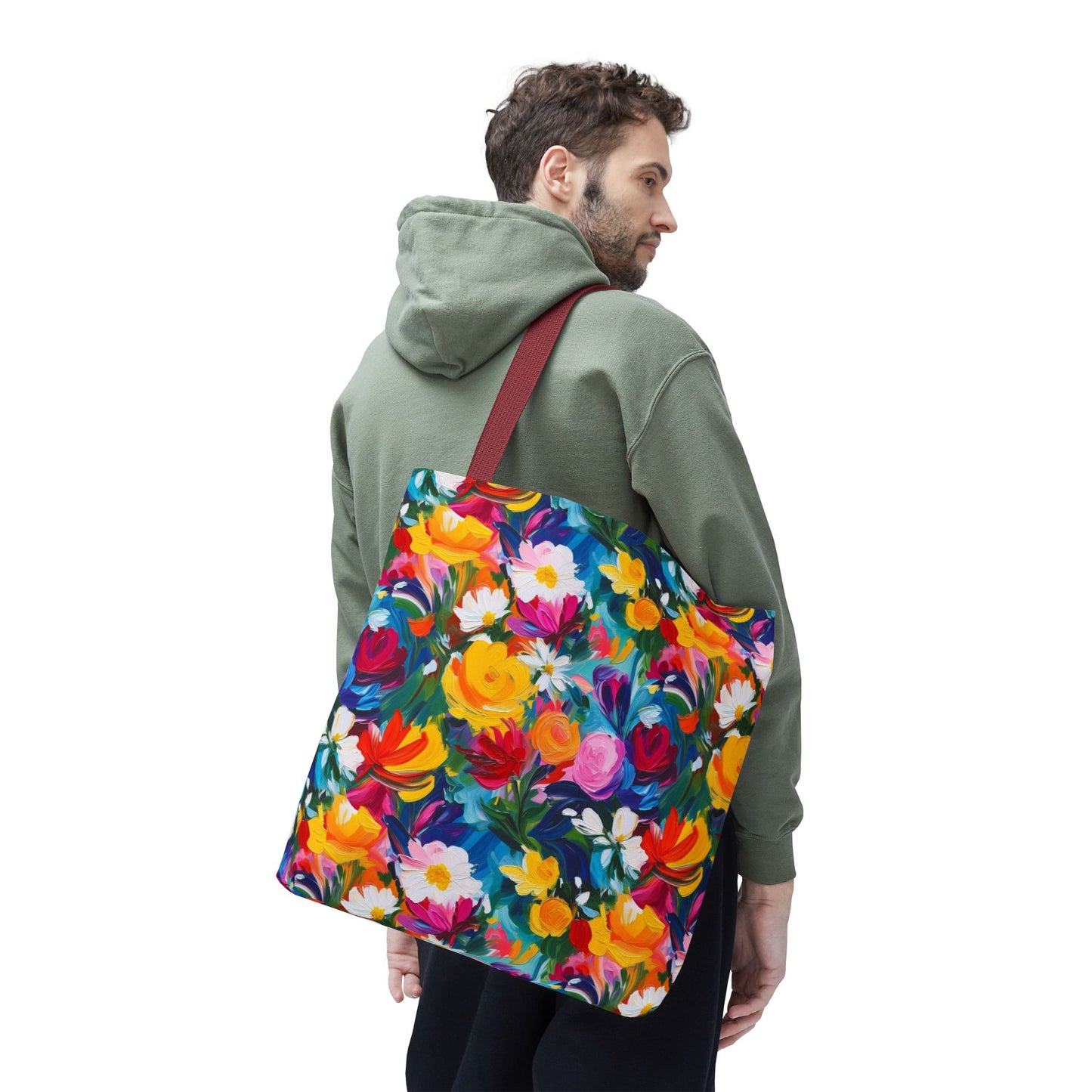 Colorful Floral Tote Bag — Vibrant All-Over Print Shopper