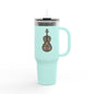 Colorful Violin Insulated Travel Mug - Perfect for Music Lovers, Gifts for Musicians, 40oz Tumbler, Travel Cup for Coffee, Unique Drinkware