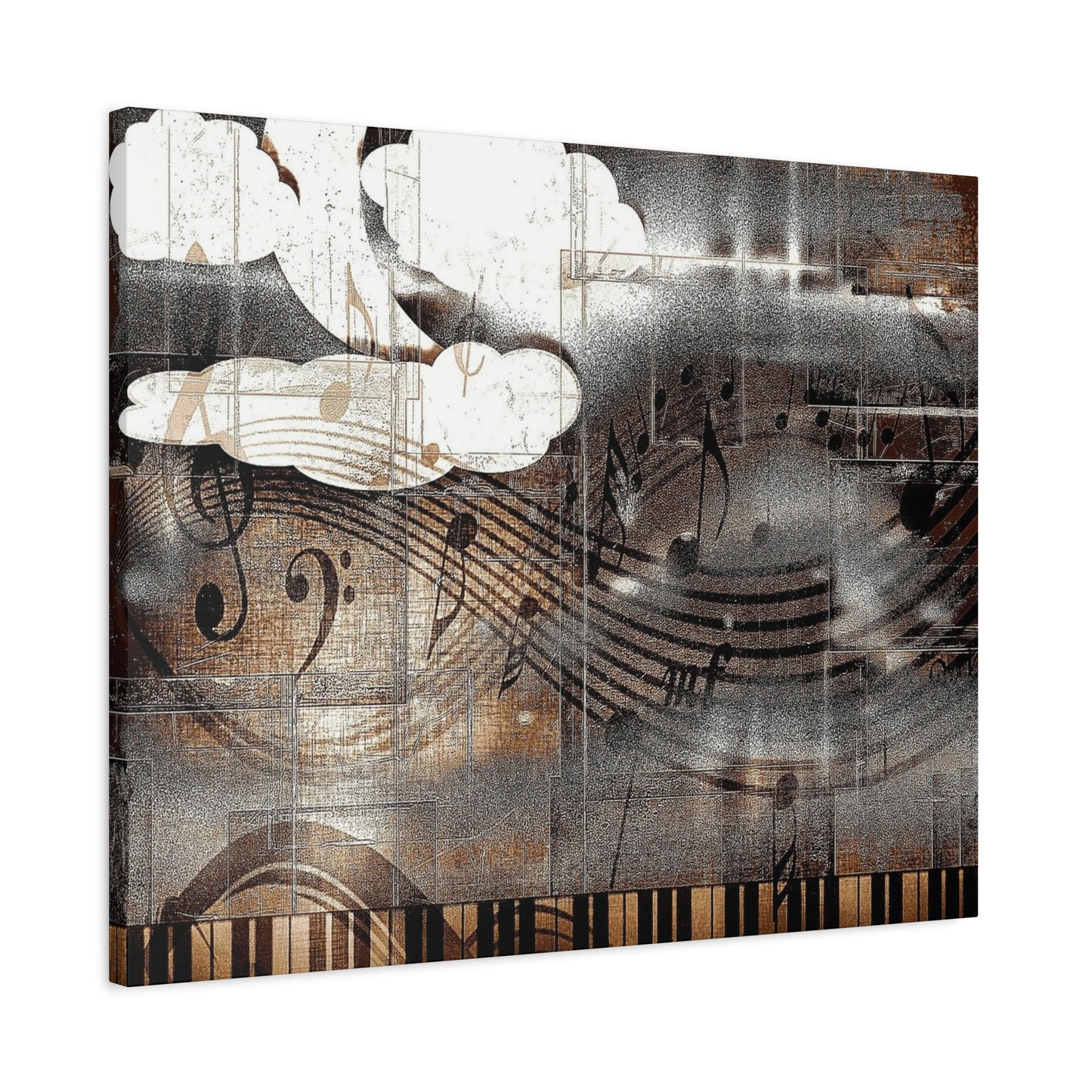 Abstract Musical Notes Matte Stretched Canvas Art (1.25")