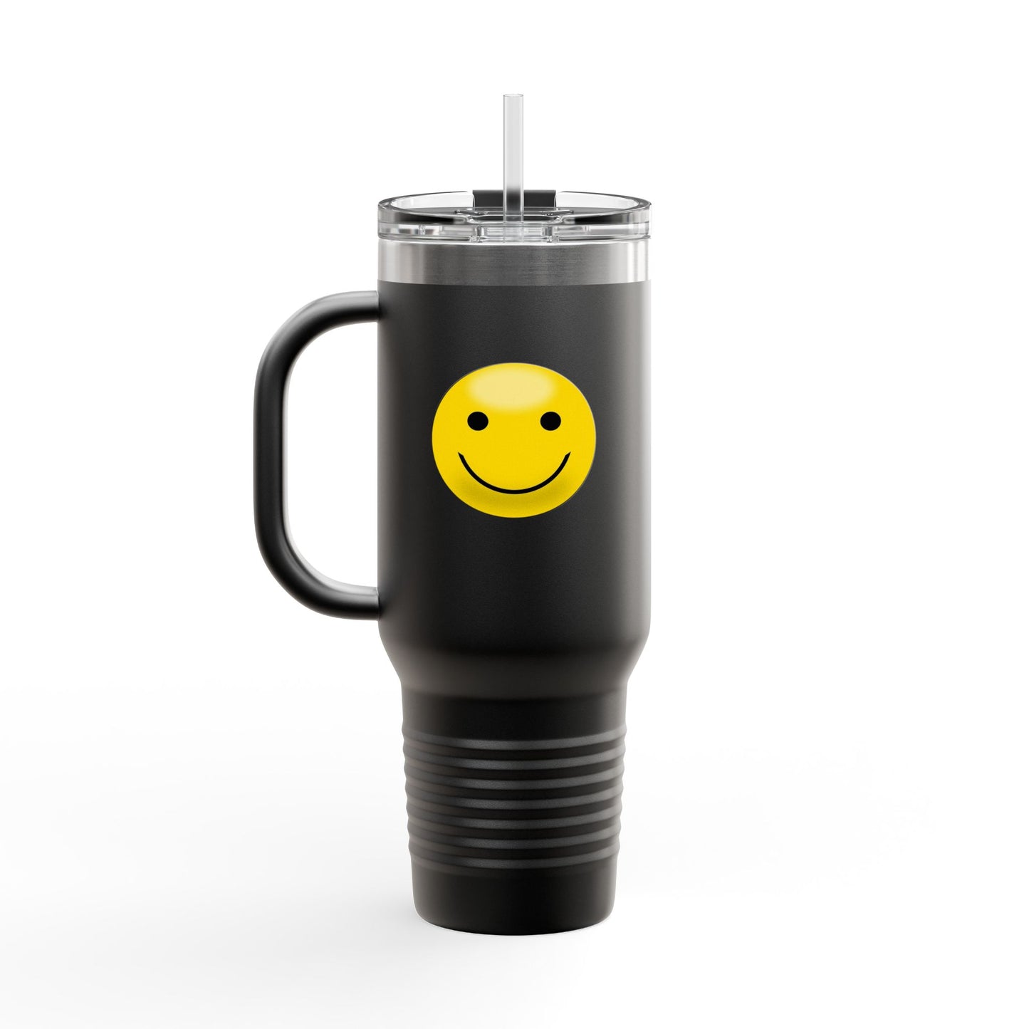 Smiley Face Insulated Travel Mug | 40oz Large Cup for Hot/Cold Beverages | Perfect for Travel & Gifting